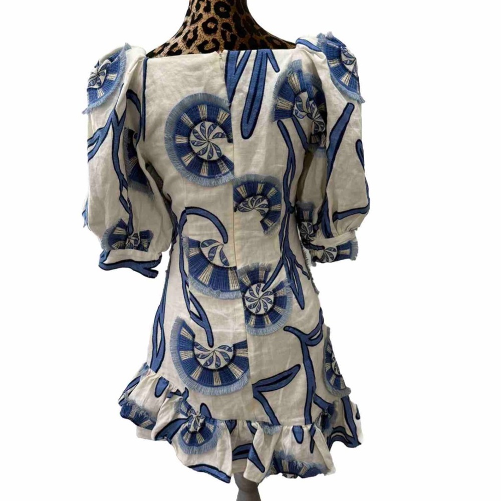 Alexis Women's San Paolo Embroidered Linen Mini Dress In Blue Sz M - Picture 2 of 13